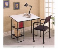 3 Piece Drafting Table Set Desk W/Lamp & Chair
