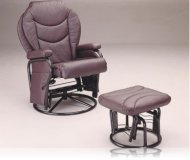 Glider Rocker with Round Base Ottoman in Plum Leatherette