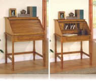 Oak Finish Roll Top Bedroom Home Office Secretary Desk