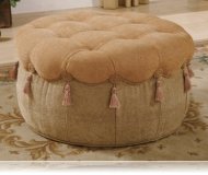 Round Ottoman in Plush Fabric