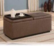 Storage Ottoman in Brown Microfiber