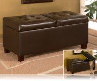 Storage Ottoman in Dark Brown Leather-like Vinyl