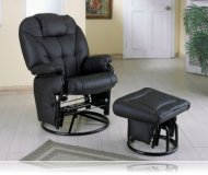 Swivel Glider with Ottoman in Black Leatherette