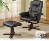 Wildon Leisure Chair and Ottoman in Black Leather