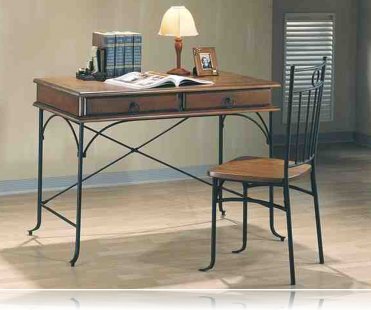 2 pc Wood and Metal Desk Set