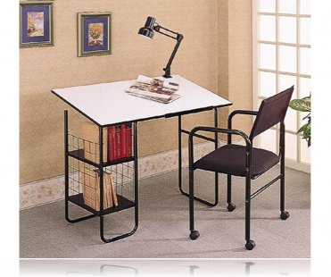 3 Piece Drafting Table Set Desk W/Lamp & Chair