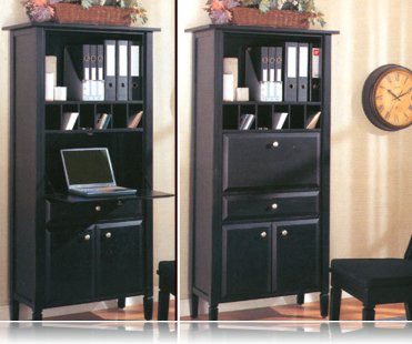 Black Secretary Desk on Black Secretary Desk  Library Bookcases Coaster 800373