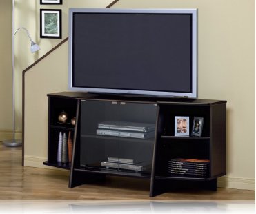 Cappuccino Glass Doors TV Stand