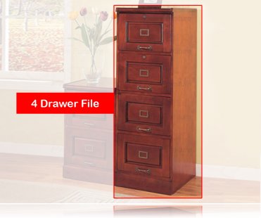 Cherry Finish File Cabinet W/ 4 Locking Drawers