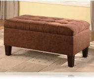 Chocolate Color Microfiber Storage Ottoman / Bench