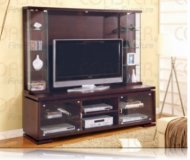 Contemporary Cappuccino TV Console + Hutch