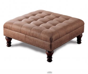 Contemporary Nail Head Trim Brown Micro Fiber Coffee Table Ottoman