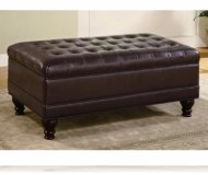 Dark Brown Storage Bench Ottoman