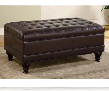 Dark Brown Storage Bench Ottoman