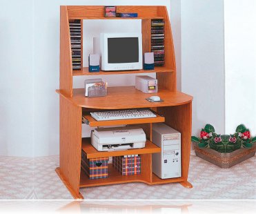 Desk/Computer w/Bookcase Wood Oak