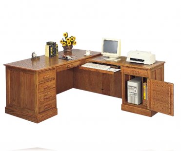 Executive L-Shape Oak Desk