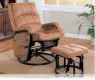 Glider Rocker with Ottoman in Tan Microfiber / Black Frame