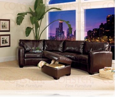 Jade Leather Media Sectional