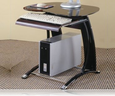 Mini computer desk in black and chrome