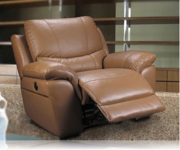 Lucerne Motorized Recliner in Taupe Leather