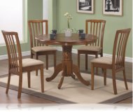 Oak Finish Round Table 5 Pc Set