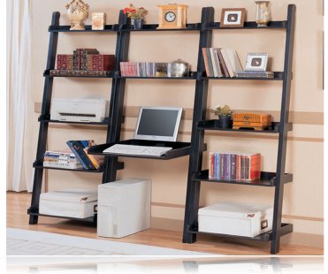 Open Style Home Bookcase & Desk in Black