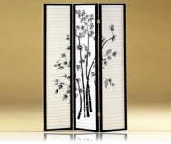 Oriental Style 3 Panel Black Room Dividers