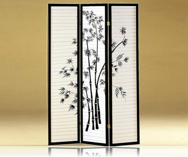 Oriental Style 3 Panel Black Room Dividers