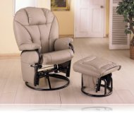 Swivel Glider with Ottoman in Beige Leatherette