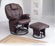 Swivel Glider with Ottoman in Plum Leatherette