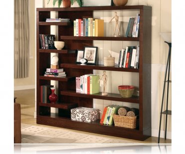 Unique Design Cappuccino Finish Bookcase