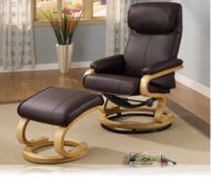 Wildon Leisure Chair and Ottoman in Brown Leather