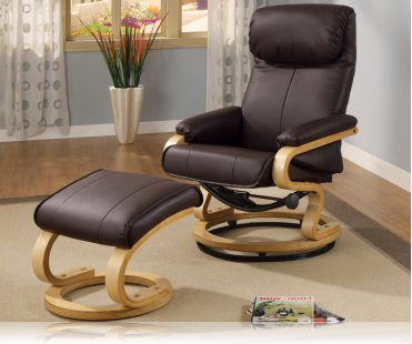 Wildon Leisure Chair and Ottoman in Brown Leather