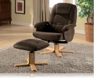 Wildon Leisure Chair and Ottoman in Brown Microfiber