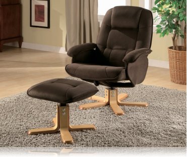 Wildon Leisure Chair and Ottoman in Brown Microfiber