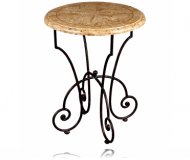 Opulence Round Accent Table Woodstone Scroll Base